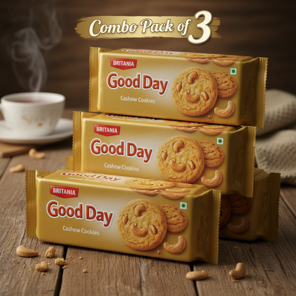 Britannia Good Day Cashew Cookies Combo Pack of 3 - Side Angle