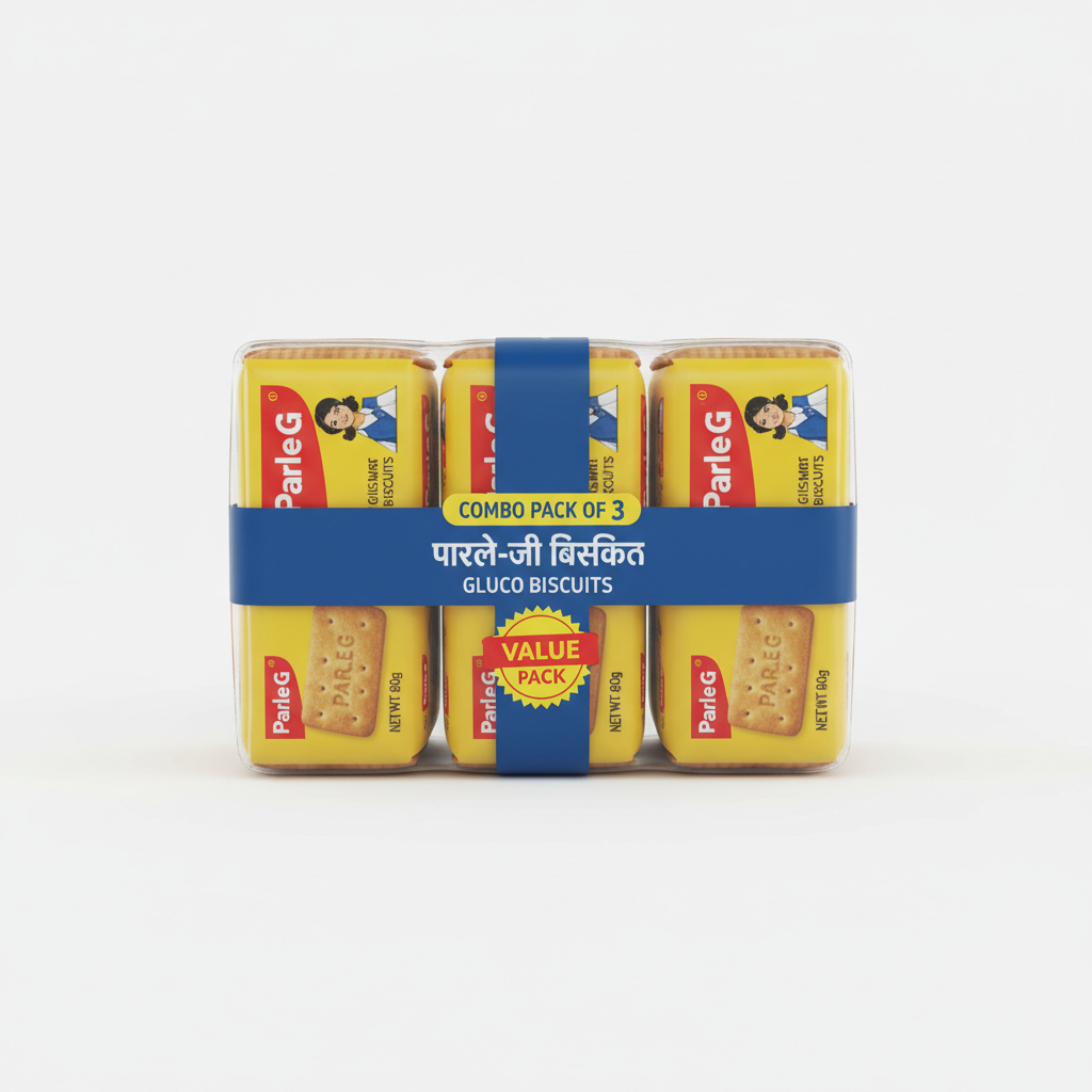 Parle-G Gluco Biscuits Combo Pack of 3 - Front View
