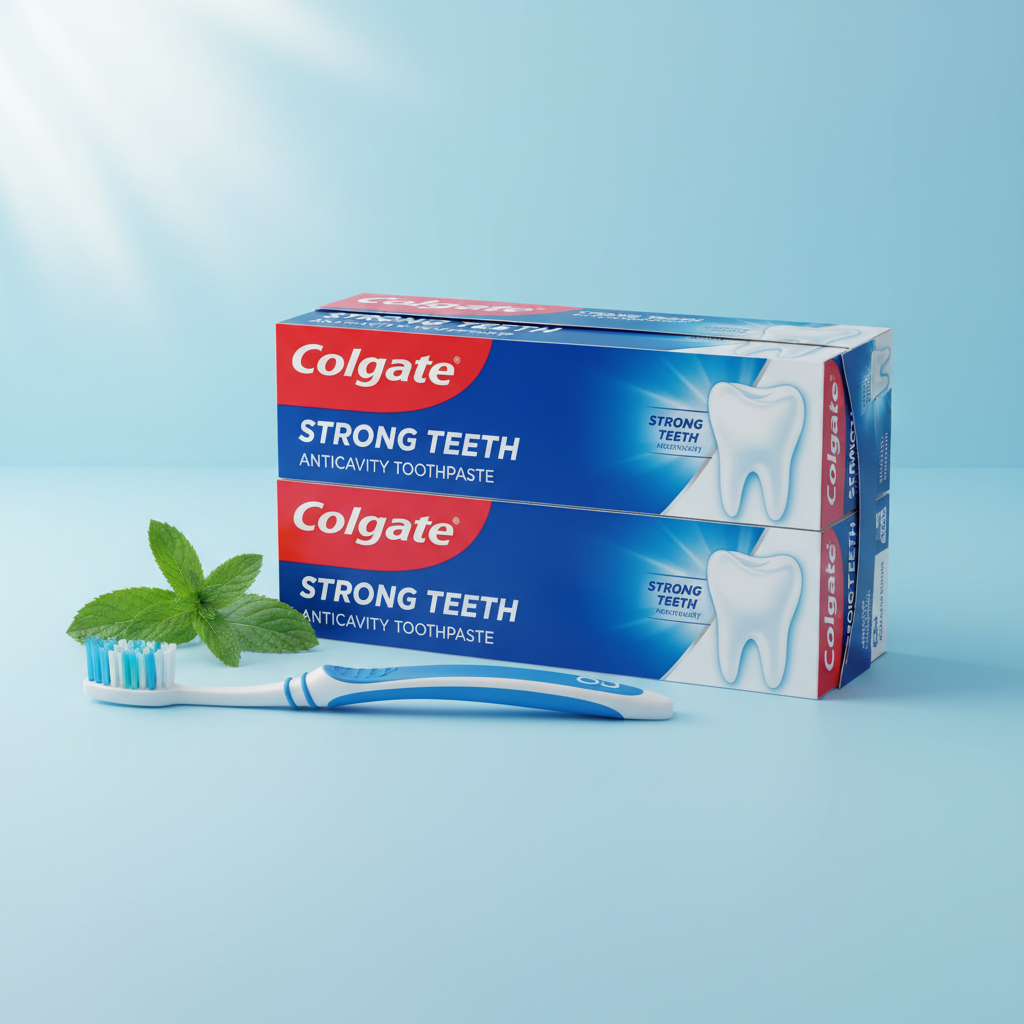 Colgate Strong Teeth Toothpaste Combo Pack of 3 - Side Angle