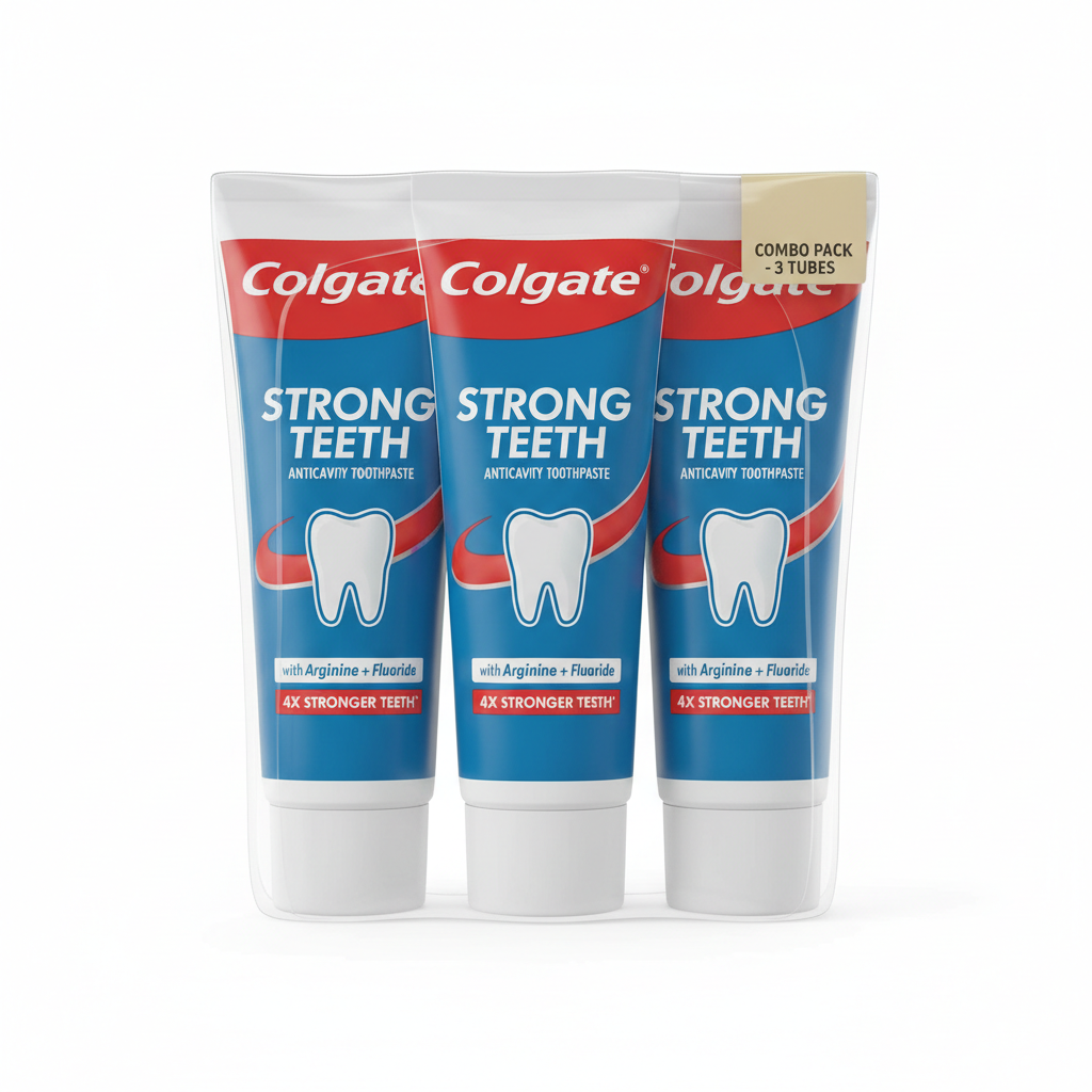 Colgate Strong Teeth Toothpaste Combo Pack of 3 - Front View