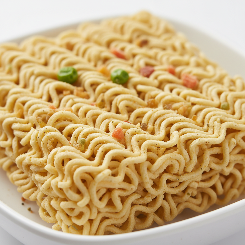 Maggi noodles dry uncooked texture close up