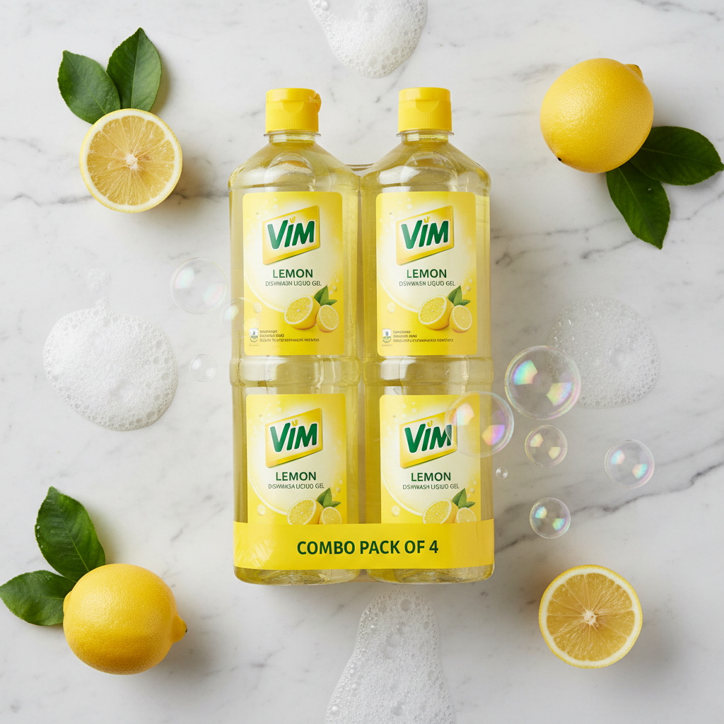 Vim Dishwash Liquid Gel Lemon Combo Pack of 4 - Top Down