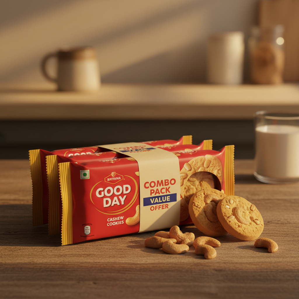 Britannia Good Day Cashew Cookies Combo Pack of 4 - Side Angle