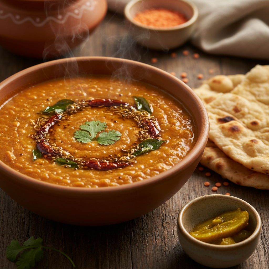 Cooked Masoor Dal soup