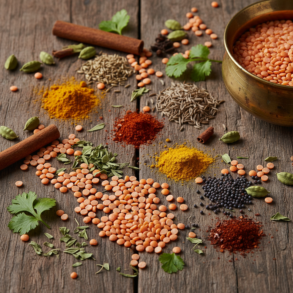 Masoor Dal on wooden surface