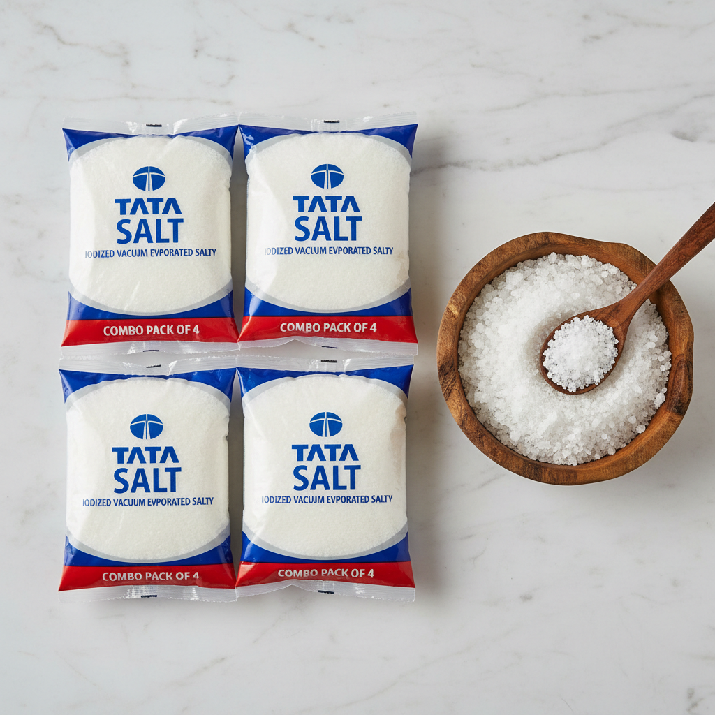 Tata Salt Iodized Vacuum Salt Combo Pack of 4 - Top Down
