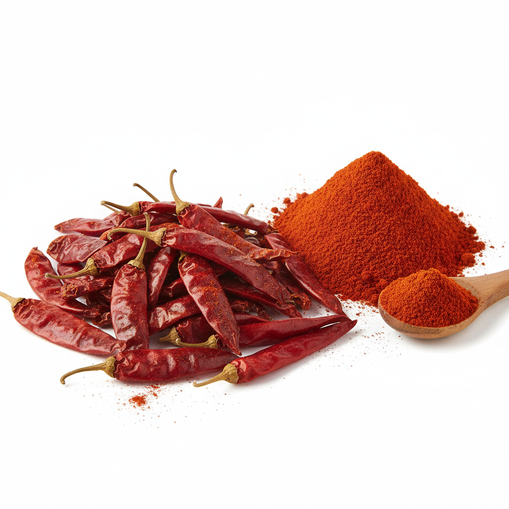 Whole dried Kashmiri red chillies
