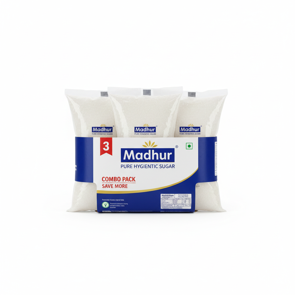 Madhur Pure Hygienic Sugar Combo Pack of 3 - Front View