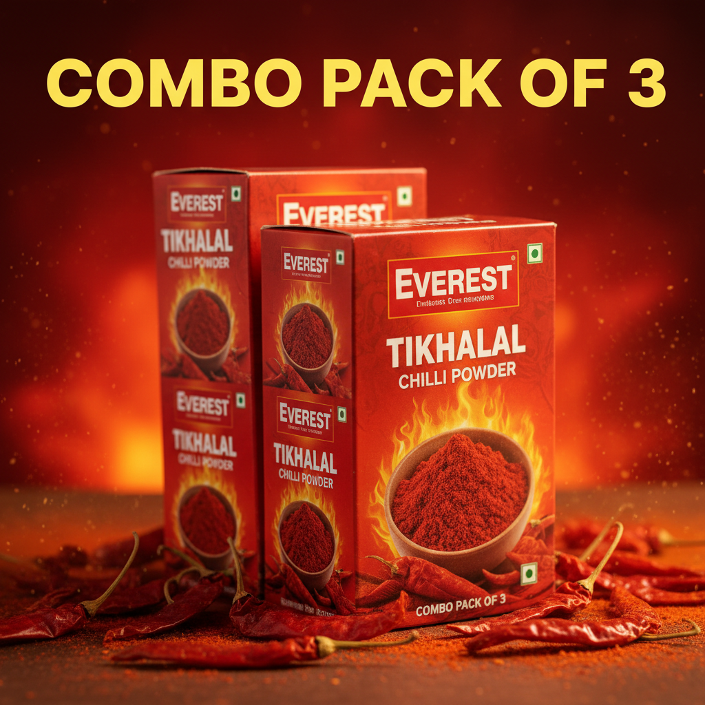 Everest Tikhalal Chilli Powder Combo Pack of 3 - Side Angle