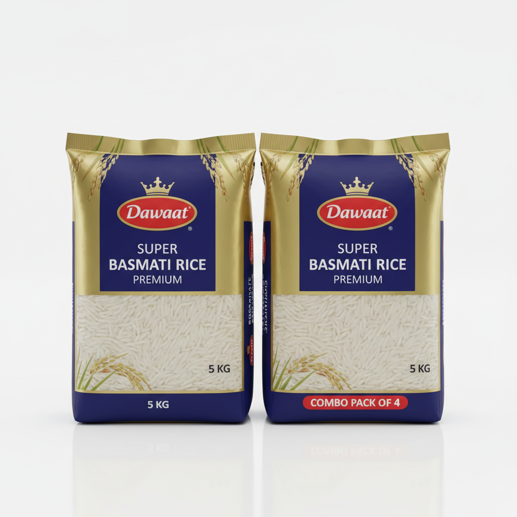 Dawaat Super Basmati Rice Premium Combo Pack of 4 - Front View