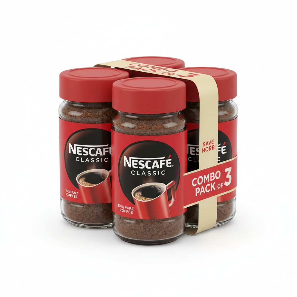 Nescafe Classic Instant Coffee Combo Pack of 3 - Front View