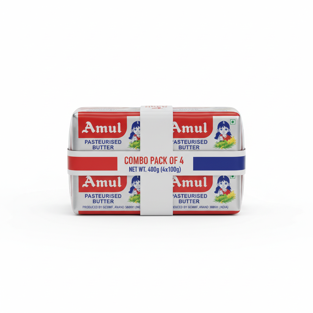 Amul Pasteurised Butter Combo Pack of 4 - Front View