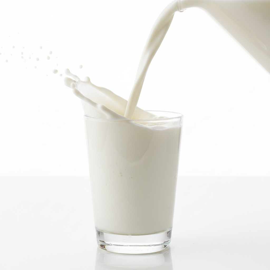 Fresh milk pouring into a glass