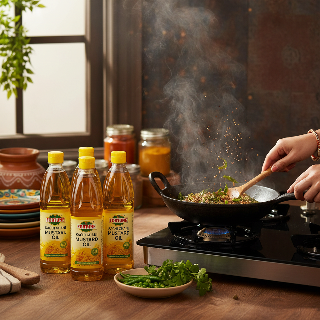 Fortune Kachi Ghani Mustard Oil Combo Pack of 4 - Lifestyle