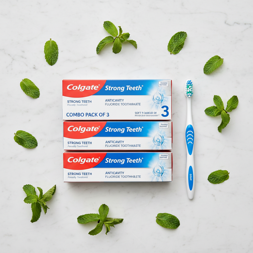 Colgate Strong Teeth Toothpaste Combo Pack of 3 - Top Down