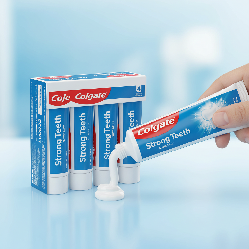Colgate Strong Teeth Toothpaste Combo Pack of 4 - Side Angle