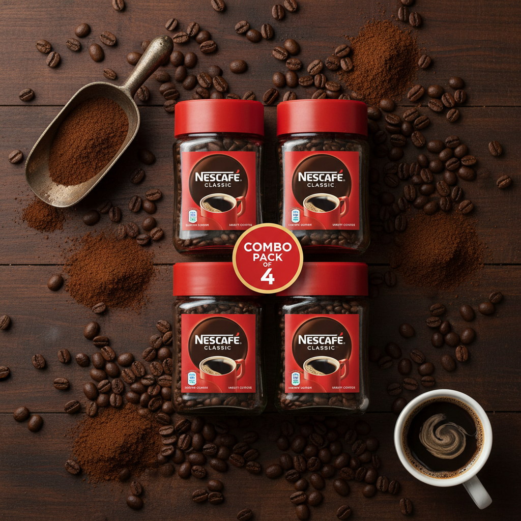 Nescafe Classic Instant Coffee Combo Pack of 4 - Top Down