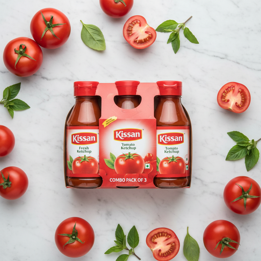Kissan Fresh Tomato Ketchup Combo Pack of 3 - Top Down