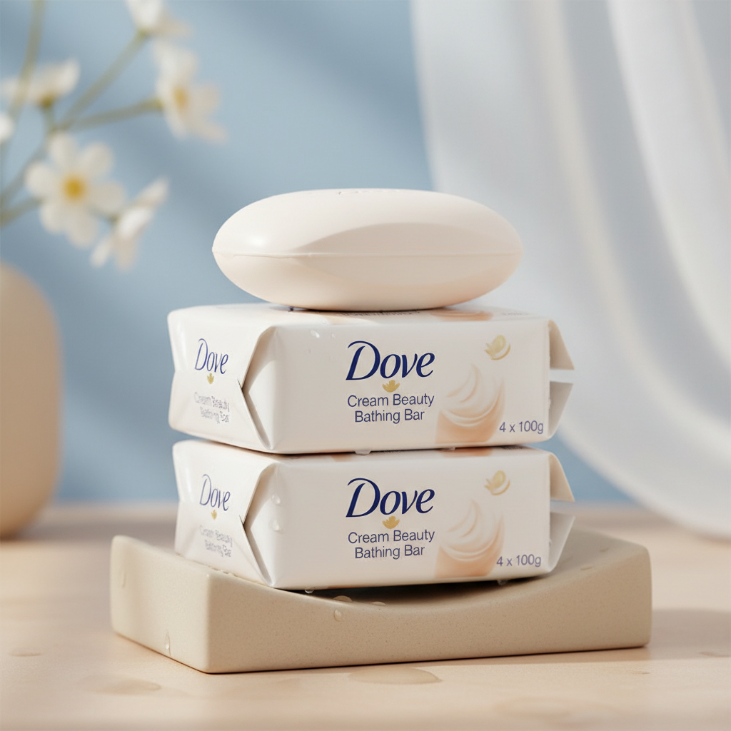 Dove Cream Beauty Bathing Bar Combo Pack of 4 - Side Angle