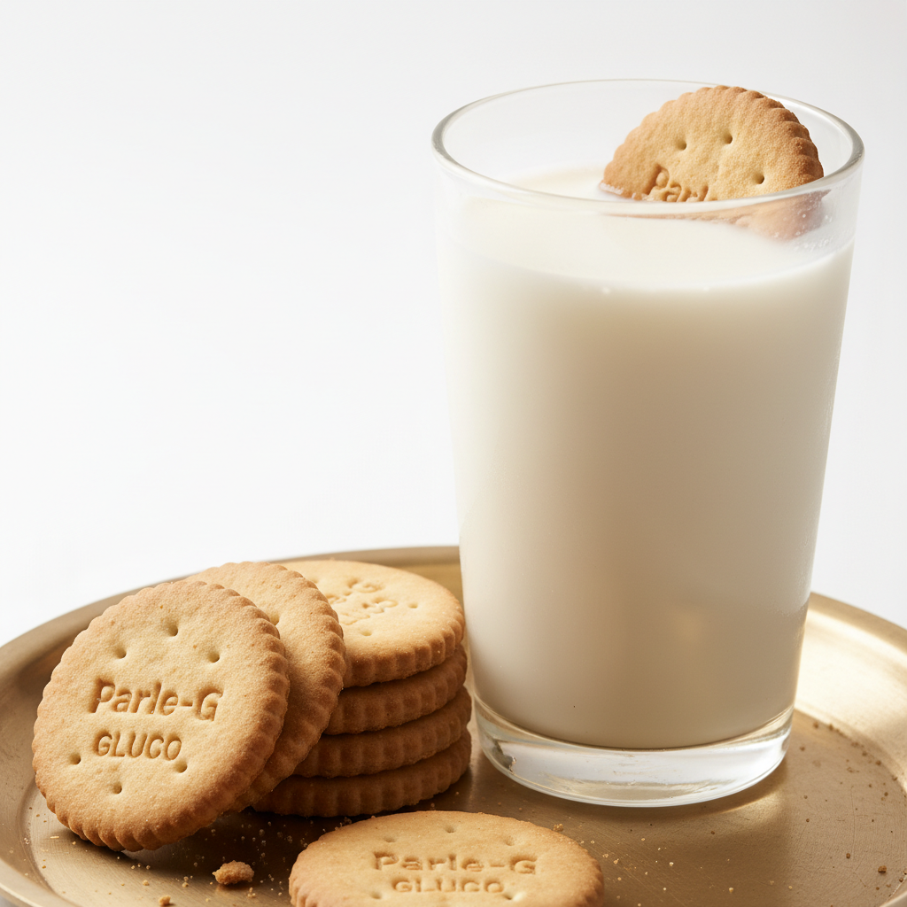 Parle-G biscuits with chai tea