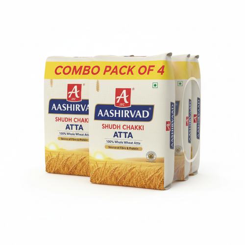 Aashirvaad Shudh Chakki Atta Combo Pack of 4 - Front View