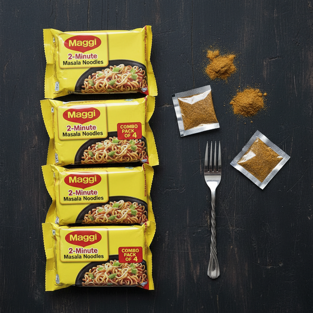 Maggi 2-Minute Masala Noodles Combo Pack of 4 - Top Down