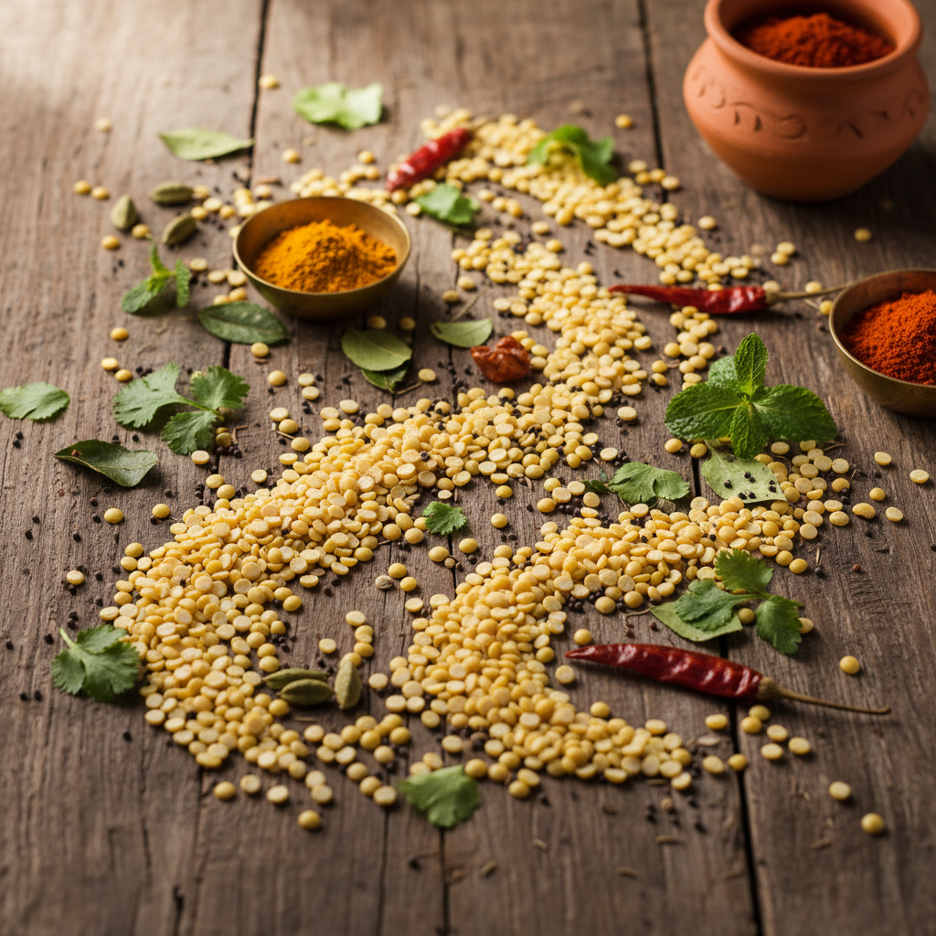 Moong Dal on wooden table