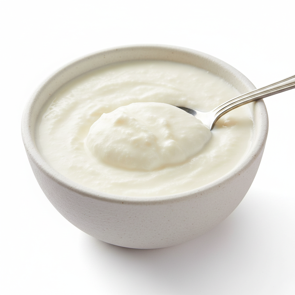 Fresh homestyle curd in a bowl with spoon